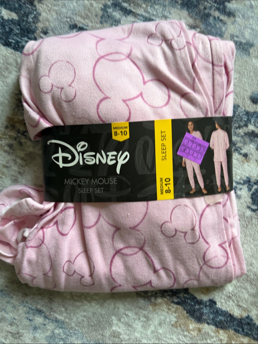 Disney Girls' Pink Mickey Mouse Pajama Sleep Set